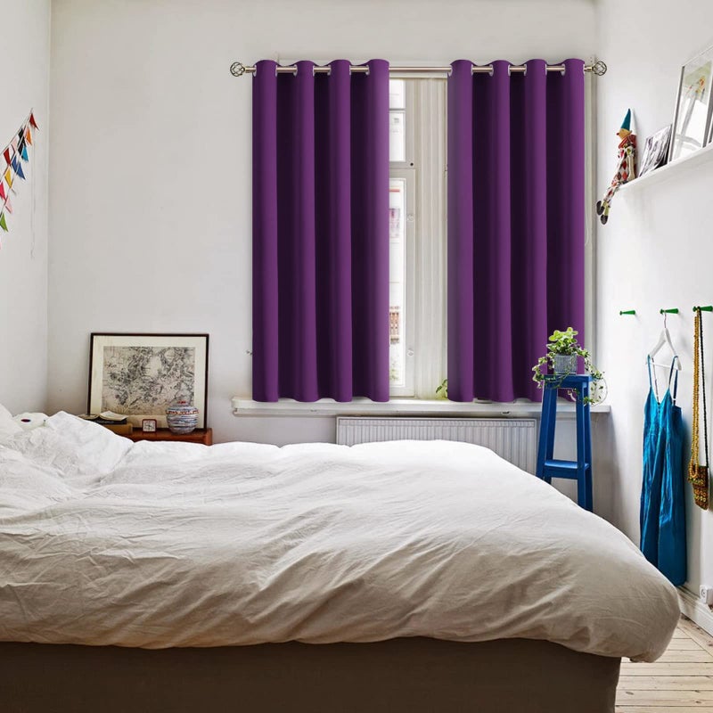 BGment Blackout Curtains - Grommet Thermal Insulated Room Darkening Bedroom and Living Room Curtain, Set of 2 Panels (52 x 45 Inch, Royal Purple) - Image 2